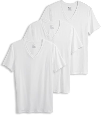 Jockey Men's Undershirt Smooth Fit Cotton Stretch V-Neck Undershirt - 3 Pack in Saudi Arabia