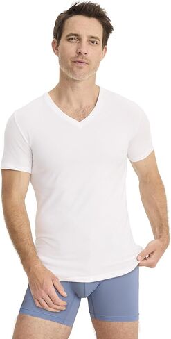 Jockey Men's Undershirt Smooth Fit Cotton Stretch V-Neck Undershirt - 3 Pack in Saudi Arabia