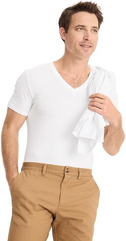 Jockey Men's Undershirt Smooth Fit Cotton Stretch V-Neck Undershirt - 3 Pack in Saudi Arabia