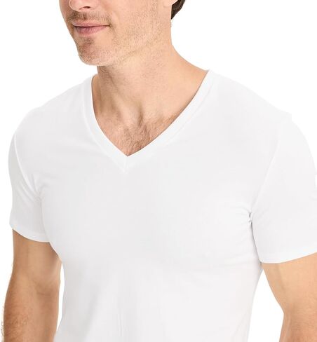 Jockey Men's Undershirt Smooth Fit Cotton Stretch V-Neck Undershirt - 3 Pack in Saudi Arabia