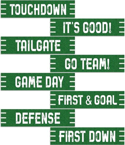 Epakh 8 Pcs Football Street Signs Cutouts Set Game Day Sign Cut Out Football Theme Decoration Sports Birthday Party Supplies Green/White 11.81"x2.76" in Saudi Arabia