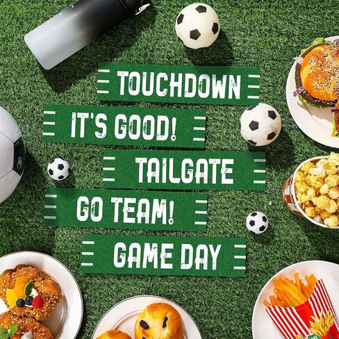 Epakh 8 Pcs Football Street Signs Cutouts Set Game Day Sign Cut Out Football Theme Decoration Sports Birthday Party Supplies Green/White 11.81"x2.76" in Saudi Arabia