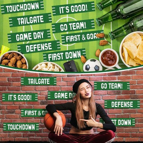 Epakh 8 Pcs Football Street Signs Cutouts Set Game Day Sign Cut Out Football Theme Decoration Sports Birthday Party Supplies Green/White 11.81"x2.76" in Saudi Arabia