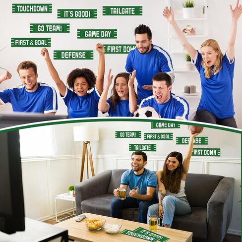 Epakh 8 Pcs Football Street Signs Cutouts Set Game Day Sign Cut Out Football Theme Decoration Sports Birthday Party Supplies Green/White 11.81"x2.76" in Saudi Arabia