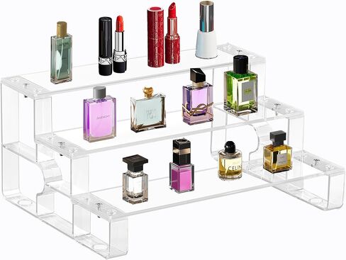 3 Tier Perfume Organizer Stand, Acrylic Display Stands,Cologne Organizer for men, Clear Shelf Risers for Figures, Cupcake Stand Holder for Party, Riser Stand for Decoration and Organizer in Saudi Arabia