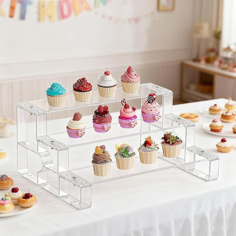 3 Tier Perfume Organizer Stand, Acrylic Display Stands,Cologne Organizer for men, Clear Shelf Risers for Figures, Cupcake Stand Holder for Party, Riser Stand for Decoration and Organizer in Saudi Arabia