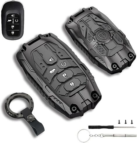 Heavy Metal Key Fob Cover & Keychain for Honda 2022–2024 Civic, Accord, HR-V, Pilot & CR-V, 5-Button Key Fob Shell (5-Buttons,Black) in Kuwait