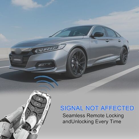 غطاء مفتاح المعادن الثقيل وسلسلة المفاتيح لهوندا 2022-2024 Civic ، Accord ، HR-V ، Pilot & CR-V ، 5-Button Key Shell (5-Buttons ، Black) in Kuwait