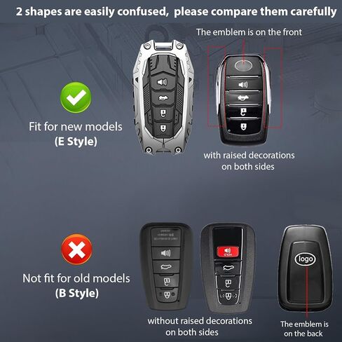 Mech Style Heavy Metal Key Fob Cover, Compatible with Toyota Tundra 2022 2023 2024 2025~, Fit for Corolla Cross Venza Sequoia etc, Zinc Alloy Key Case Protector (1 Pcs, E-Style, Gunmetal) in Saudi Arabia