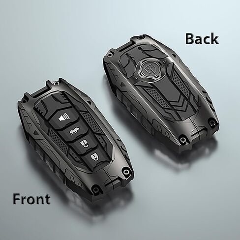 Mech Style Heavy Metal Key Fob Cover, Compatible with Toyota Tundra 2022 2023 2024 2025~, Fit for Corolla Cross Venza Sequoia etc, Zinc Alloy Key Case Protector (1 Pcs, E-Style, Gunmetal) in Saudi Arabia