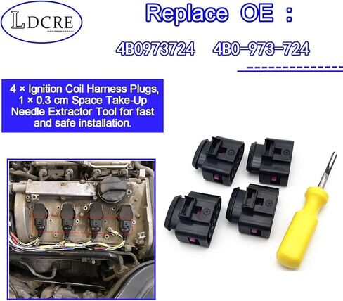 4pcs ishis chaletition coil coytrict kit 4B0973724 ، يناسب VW Passat Tiguan Beetle Golf Jetta Audi A3 A4 A5 A6 Q7 TT R8 ، HARNESS PLUPLIS in Kuwait