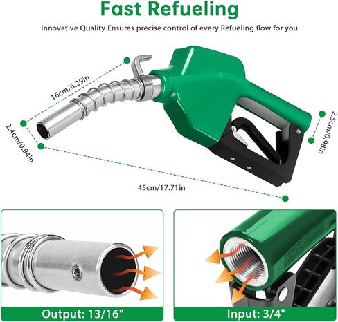 3/4" NPT Automatic Fuel Nozzle with Hook, Gas Pump Handle Fuel Nozzle with 3-speed Padlock, Auto Shut Off Nozzle for Gasoline Oil, Kerosene Biodiesel and Diesel in Saudi Arabia