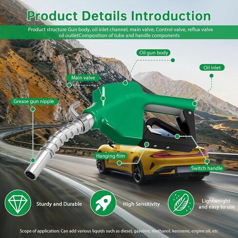 3/4" NPT Automatic Fuel Nozzle with Hook, Gas Pump Handle Fuel Nozzle with 3-speed Padlock, Auto Shut Off Nozzle for Gasoline Oil, Kerosene Biodiesel and Diesel in Saudi Arabia