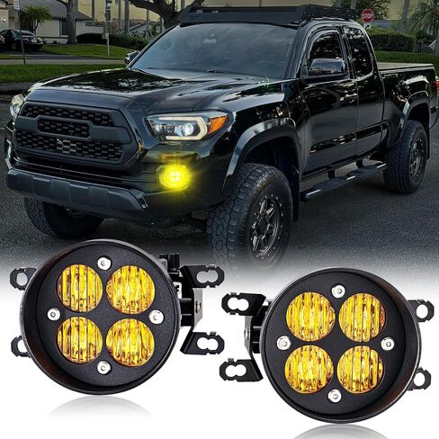 Yellow LED Fog Lights Fits For 2012-2023 Tacoma,2014-2021 Tundra,2010-2024 4Runner,2011-2019 Sienna,2009-2016 Corolla,2008-2013 LX570,2 Packs(SAE Fog Lamp,Amber LED Light Kit) in Saudi Arabia