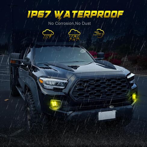 Yellow LED Fog Lights Fits For 2012-2023 Tacoma,2014-2021 Tundra,2010-2024 4Runner,2011-2019 Sienna,2009-2016 Corolla,2008-2013 LX570,2 Packs(SAE Fog Lamp,Amber LED Light Kit) in Saudi Arabia