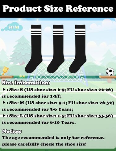 Sarfel 3 Pack Kids Soccer Socks Socks Toddler Baseball Socks Youth Boys Girls Softball Sock Girls Youth Football Sock Sports in Saudi Arabia