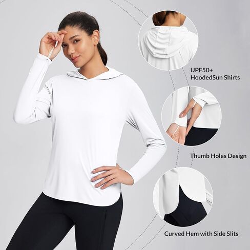 BALEAF Women's UPF 50+ Sun Protection Hoodie Shirt Long Sleeve SPF UV Shirt Hiking Fishing Outdoor Lightweight Black XXL in Saudi Arabia