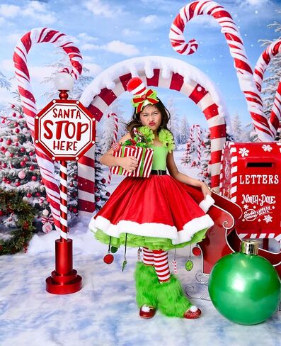 Kate Christmas Backdrops Children Christmas Party Decor Backdrop Candy House Winter Outdoor Scene, 7x5ft in Saudi Arabia