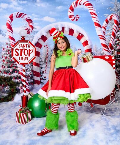 Kate Christmas Backdrops Children Christmas Party Decor Backdrop Candy House Winter Outdoor Scene, 7x5ft in Saudi Arabia