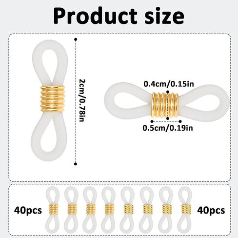 80 Pcs Eyeglass Chain Connector, Eyeglass Chain Ends Anti Slip Rubber Connector Rubber Loops Eyeglasses Strap Accessories for Glasses Straps Holder Sunglasses strap in Saudi Arabia
