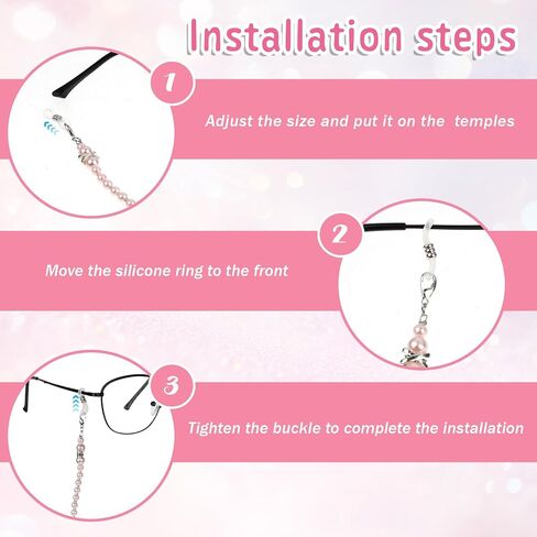 سلسلة نظارات 2pcs المخرمة ، سلسلة النظارات للنساء ، الأزياء النظارات الشمسية الحبل ، حول Coord Coord Coord-Coord ، حبل الزجاج الفقري الأكريليك (White ، Pink) in Saudi Arabia