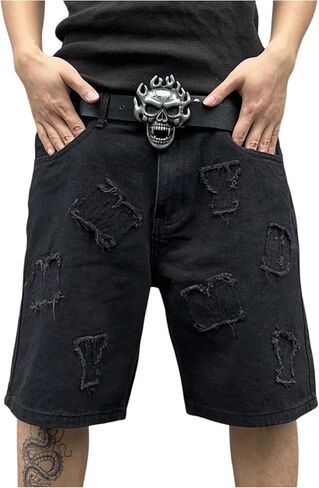 Floerns Men's Washed Casual Distressed Denim Shorts Loose High Street Jean with Pocket in Saudi Arabia