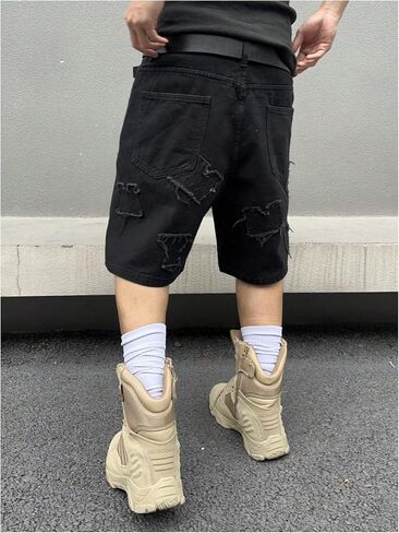 Floerns Men's Washed Casual Distressed Denim Shorts Loose High Street Jean with Pocket in Saudi Arabia