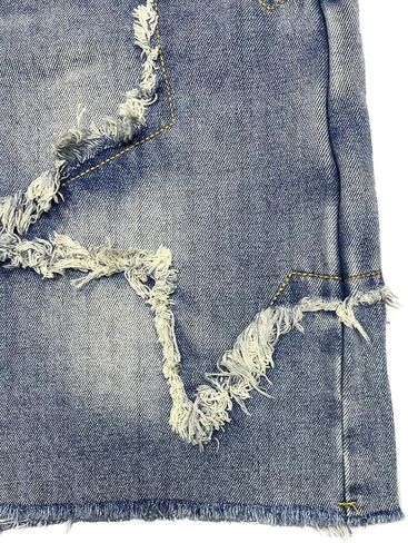 Men's Pattern Embroidery Jean Shorts Casual Distressed Denim Shorts Summer Short Pants with Pockets in Kuwait