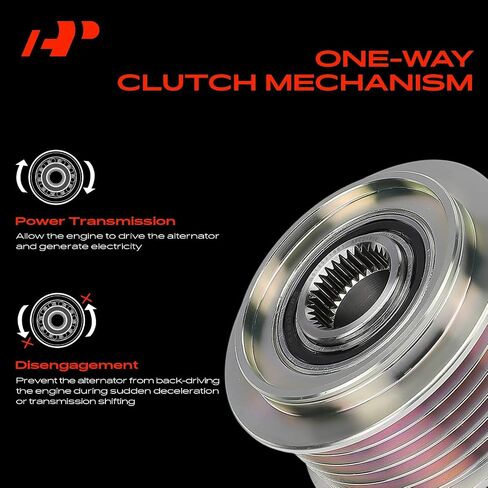 A-Premium المولد المولد Freewheel Clutch Pulley متوافق مع Hyundai Sonata 2006-2008 & Kia Optima 2006-2009 ، 2.4L ، 6 أخاديد في اتجاه عقارب الساعة in Kuwait