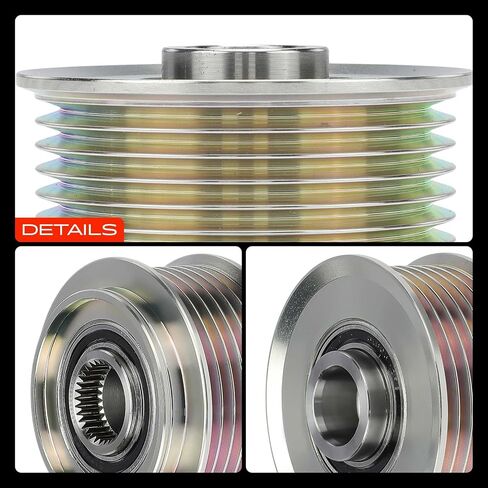 A-Premium المولد المولد Freewheel Clutch Pulley متوافق مع Hyundai Sonata 2006-2008 & Kia Optima 2006-2009 ، 2.4L ، 6 أخاديد في اتجاه عقارب الساعة in Kuwait