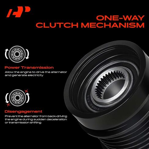 A-Premium المولد المولد Freewheel Clutch Pulley متوافق مع Mercedes-Benz W213 Series E300 2017-2019 ، W253 Series GLC300 2018-2020 ، 2.0L ، 6 الأخاديد في اتجاه عقارب الساعة in Kuwait