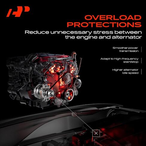 A-Premium المولد المولد Freewheel Clutch Pulley متوافق مع Mercedes-Benz W213 Series E300 2017-2019 ، W253 Series GLC300 2018-2020 ، 2.0L ، 6 الأخاديد في اتجاه عقارب الساعة in Kuwait