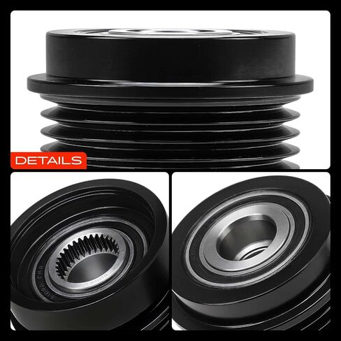 A-Premium المولد المولد Freewheel Clutch Pulley متوافق مع Mercedes-Benz W213 Series E300 2017-2019 ، W253 Series GLC300 2018-2020 ، 2.0L ، 6 الأخاديد في اتجاه عقارب الساعة in Kuwait