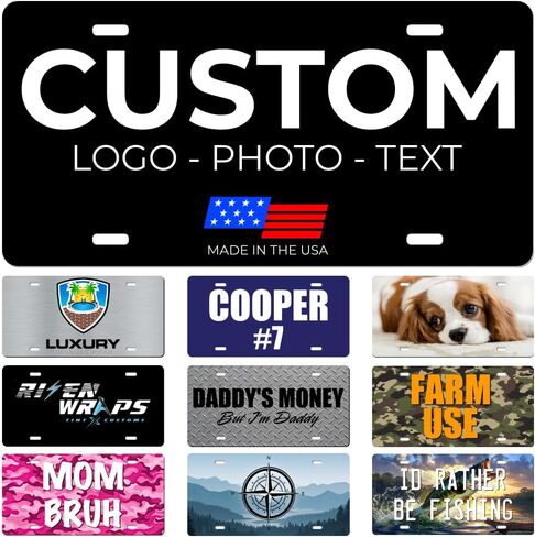 Personalized Custom Vanity License Plate for Cars & Trucks - Decorative Novelty Auto Accessory for Garage, Bar, or Home Display - Upload Your Logo for Your Business (Solid Color) in Saudi Arabia