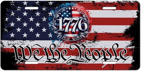 American Flag Front License Plate – 1776 We The People Grunge Aluminum Car Tag, 12×6 Patriotic Decorative Plate in Saudi Arabia
