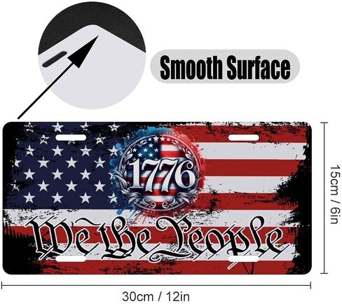 American Flag Front License Plate – 1776 We The People Grunge Aluminum Car Tag, 12×6 Patriotic Decorative Plate in Saudi Arabia