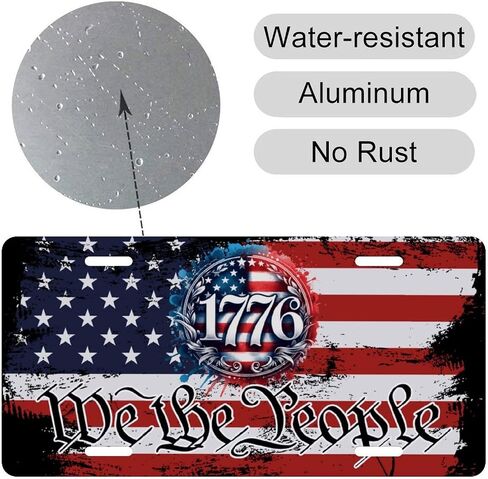American Flag Front License Plate – 1776 We The People Grunge Aluminum Car Tag, 12×6 Patriotic Decorative Plate in Saudi Arabia