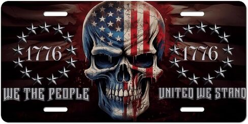 لوحة ترخيص أمريكية للعلم أمريكي - 1776 We The People Grunge Aluminium Tag ، لوحة زخرفية وطني 12 × 6 in Saudi Arabia