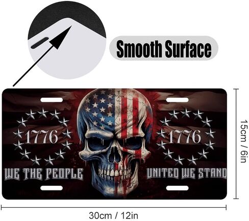 لوحة ترخيص أمريكية للعلم أمريكي - 1776 We The People Grunge Aluminium Tag ، لوحة زخرفية وطني 12 × 6 in Saudi Arabia