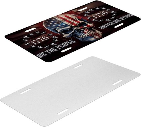 لوحة ترخيص أمريكية للعلم أمريكي - 1776 We The People Grunge Aluminium Tag ، لوحة زخرفية وطني 12 × 6 in Saudi Arabia