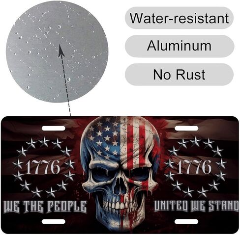 لوحة ترخيص أمريكية للعلم أمريكي - 1776 We The People Grunge Aluminium Tag ، لوحة زخرفية وطني 12 × 6 in Saudi Arabia