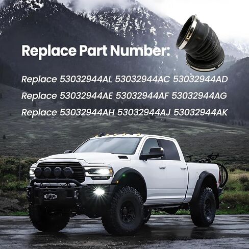 مرنان Astrosync Air Courtake Resonator Upperr خرطوم أنبوب أنبوب Dodge RAM 2500 3500 4500 5500 مجهز بـ 6.7 لتر Cummins Diesel Motors 2007-2018. in Saudi Arabia