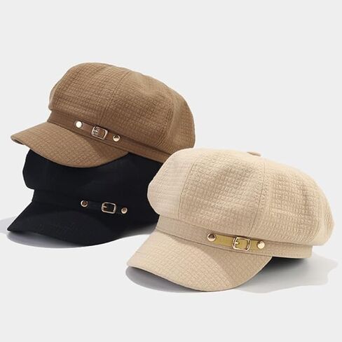 Women Newsboy Hats Female Retro Berets Cap Autumn Winter Ladies Octagonal Hat Classic Painter Caps (US, Alpha, One Size, Khaki) in Saudi Arabia