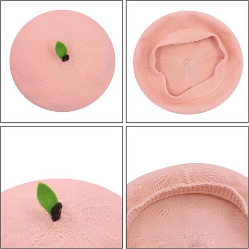 Green Leave Fruit Beret Womens Summer Slouchy Crochet Artist French Painter Hat Cosplay Cute Funny Kawaii Cap in Saudi Arabia