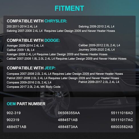 68003582AB سائل ترموستات سائل ترموستات مع SENOSR (2.0L 2.4L L4) ل Dodge Caliber 07-12 ، Avenger 08-14 ، Journey 09-20 ، لجيب Compass Patriot 07-17 ، ل chrysler200 ، sebring in Kuwait