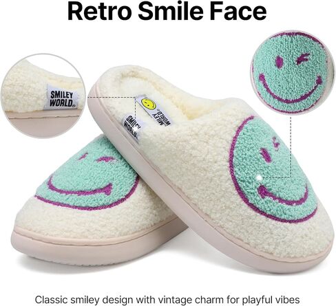 Smileyworld Kids Smile Face Slippers Boys Girls Soft Plush Comfy Warm House Slippers Winter Indoor Outdoor Memory Foam Fluzy Slides Non Slip Slip-On in Kuwait