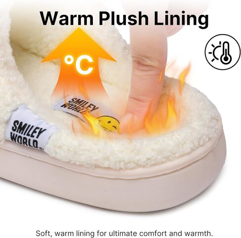 Smileyworld Kids Smile Face Slippers Boys Girls Soft Plush Comfy Warm House Slippers Winter Indoor Outdoor Memory Foam Fluzy Slides Non Slip Slip-On in Kuwait