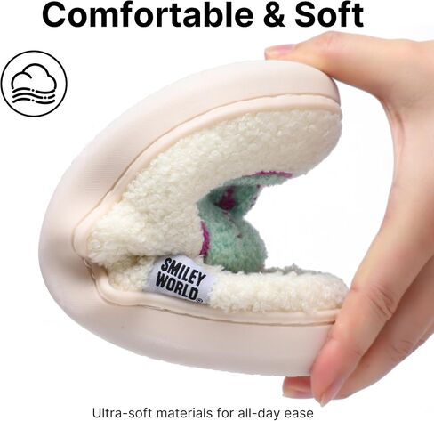 Smileyworld Kids Smile Face Slippers Boys Girls Soft Plush Comfy Warm House Slippers Winter Indoor Outdoor Memory Foam Fluzy Slides Non Slip Slip-On in Kuwait