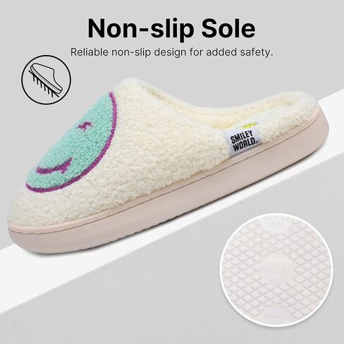 Smileyworld Kids Smile Face Slippers Boys Girls Soft Plush Comfy Warm House Slippers Winter Indoor Outdoor Memory Foam Fluzy Slides Non Slip Slip-On in Kuwait