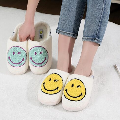 Smileyworld Kids Smile Face Slippers Boys Girls Soft Plush Comfy Warm House Slippers Winter Indoor Outdoor Memory Foam Fluzy Slides Non Slip Slip-On in Kuwait